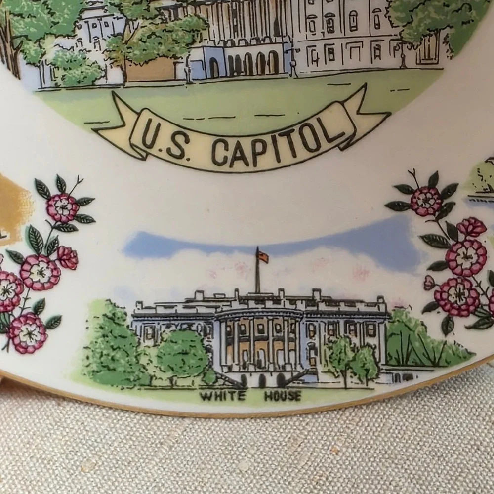 Vintage Washington DC Plate US Capitol Lincoln‎ Memorial White House Souvenir